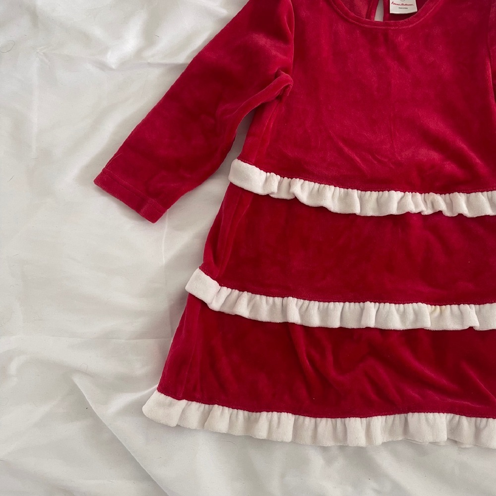 Hanna Andersson Tiered Red and White Velour Holiday Dress - Picture 3 of 8